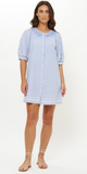 Embroidered Mini Dress in Sconset Blue