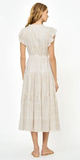 Cinched Flirty Midi Dress in Helene Cream Gold