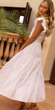Cinched Flirty Midi Dress in Helene Cream Gold