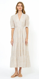V-Neck Cuffed Maxi in Helene Gold Cream