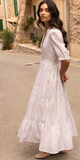 V-Neck Cuffed Maxi in Helene Gold Cream