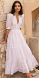 V-Neck Cuffed Maxi in Helene Gold Cream