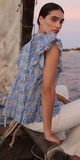 Pintuck Top in Florence Blue