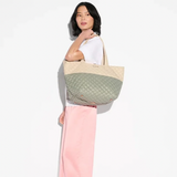 MZ Wallace Medium Metro Deluxe Tote in Agave Green/Buff