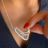 Nantucket Shaker Necklace in White Gold with Blue Crystals