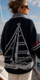 Nantucket Varsity Sailboat Cardigan