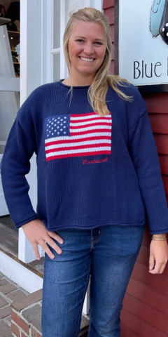Nantucket Flag Rollneck Sweater in Navy