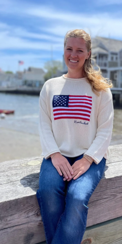 Nantucket Flag Rollneck Sweater in Ivory