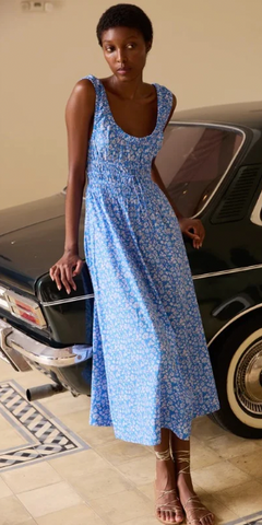 Harper Dress in Ditsy Blue