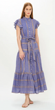 Ruffle Collar Button Maxi in Helene Blue