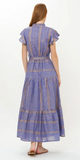 Ruffle Collar Button Maxi in Helene Blue