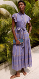 Ruffle Collar Button Maxi in Helene Blue
