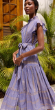 Ruffle Collar Button Maxi in Helene Blue