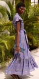 Ruffle Collar Button Maxi in Helene Blue