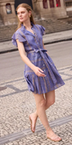 Ruffle Collar Button Mini in Helene Blue