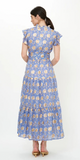 Ruffle Collar Button Maxi Dress in Mughal Blue
