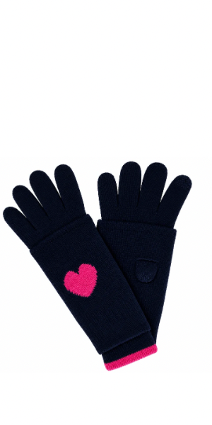 Heart Cashmere Gloves in Navy