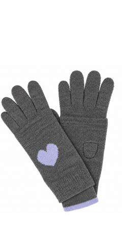 Heart Cashmere Gloves in Grey