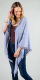 Cashmere Pom Pom Triangle Wrap in Heather