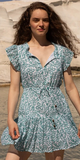 Cinched Flirty Short Dress in Cypress Jade