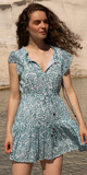 Cinched Flirty Short Dress in Cypress Jade