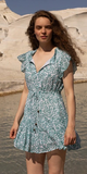Cinched Flirty Short Dress in Cypress Jade