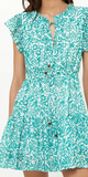 Cinched Flirty Short Dress in Cypress Jade
