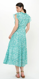 Cinched Flirty Midi Dress in Cypress Jade