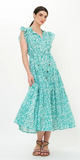 Cinched Flirty Midi Dress in Cypress Jade
