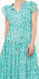 Cinched Flirty Midi Dress in Cypress Jade