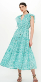Cinched Flirty Midi Dress in Cypress Jade