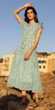 Cinched Flirty Midi Dress in Cypress Jade