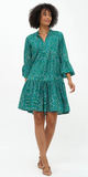 Bell Sleeve Tiered Mini in Shibori Green