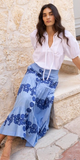 Button Front Skirt in Tangier Blue