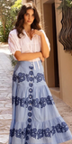 Button Front Skirt in Tangier Blue