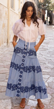 Button Front Skirt in Tangier Blue