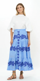 Button Front Skirt in Tangier Blue