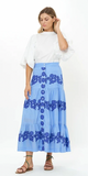 Button Front Skirt in Tangier Blue