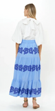 Button Front Skirt in Tangier Blue