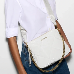 MZ Wallace Quilted Madison Crossbody in Liquid Chalk – Blue Beetle