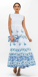 Sleeveless Smocked Maxi in Corfu Blue