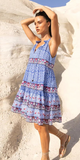 Sleeveless Tiered Short Dress in Campania Blue