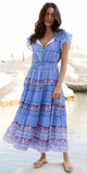 Cinched Flirty Midi Dress in Campania Blue