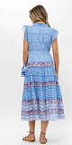 Cinched Flirty Midi Dress in Campania Blue