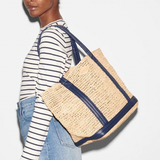 MZ Wallace Medium Raffia Tote in Navy Dawn