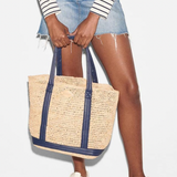 MZ Wallace Medium Raffia Tote in Navy Dawn