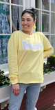 Nantucket Floral Applique Sweatshirt in Butter
