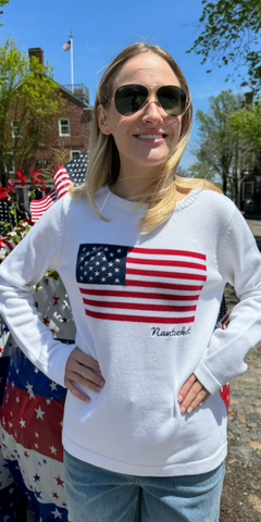 Nantucket Flag Sweater in White