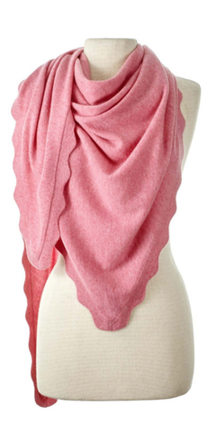 Cashmere Ruffle Triangle Wrap in Strawberry Melange