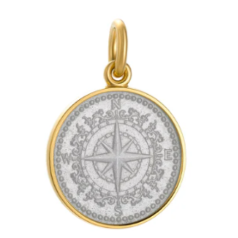 Small White Gold Colby Davis Compass Charm
